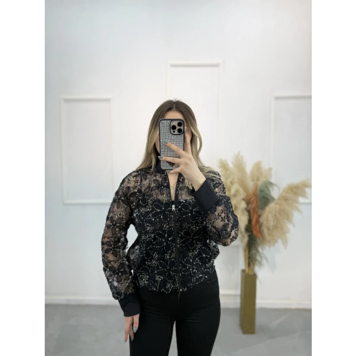 Dantel Güpürlü Bomber Ceket