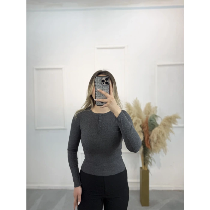 Eav Düğmeli Fitilli Bluz