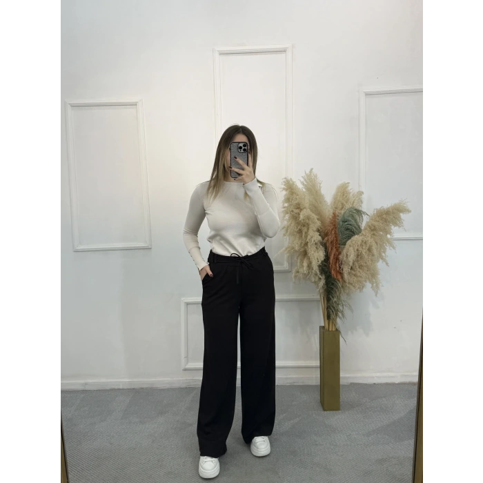 Fermuarlı İpli Modal Pantolon