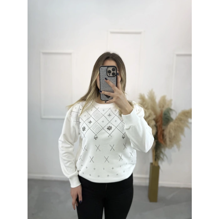 Klara Etnik Taş Detaylı Sweatshirt