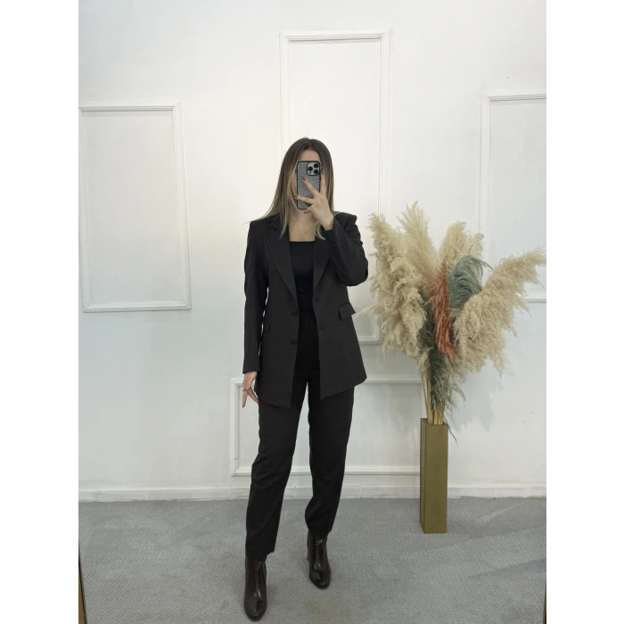 Legan Ekose Desenli Blazer İkili Takım