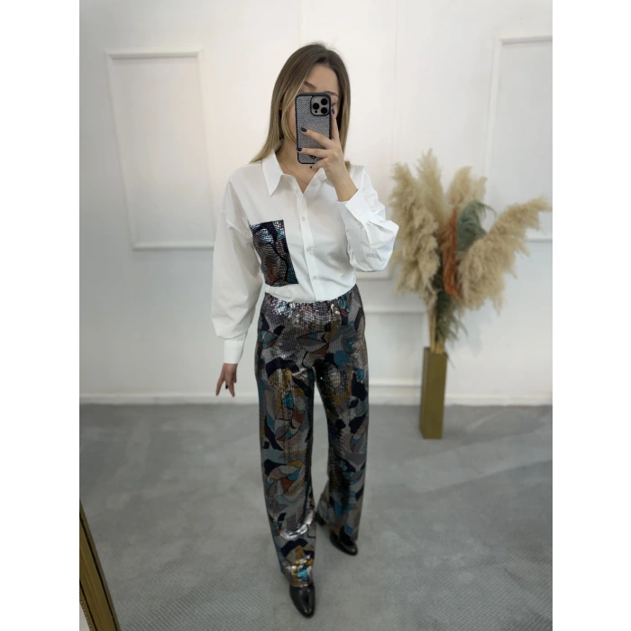 Lims Pırıltılı Renk Geçişli Tasarım Pantolon