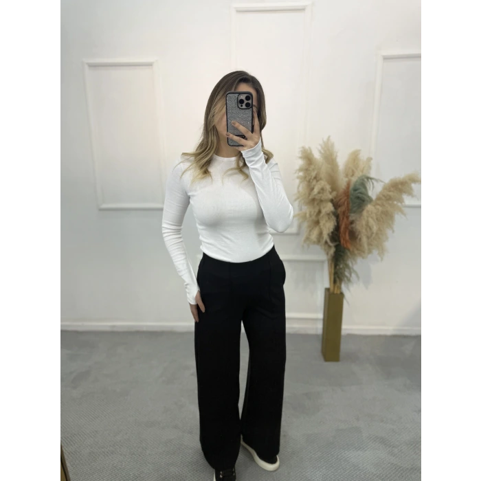 Maniys Önü Çımalı Pensli Bol Paça Pantolon