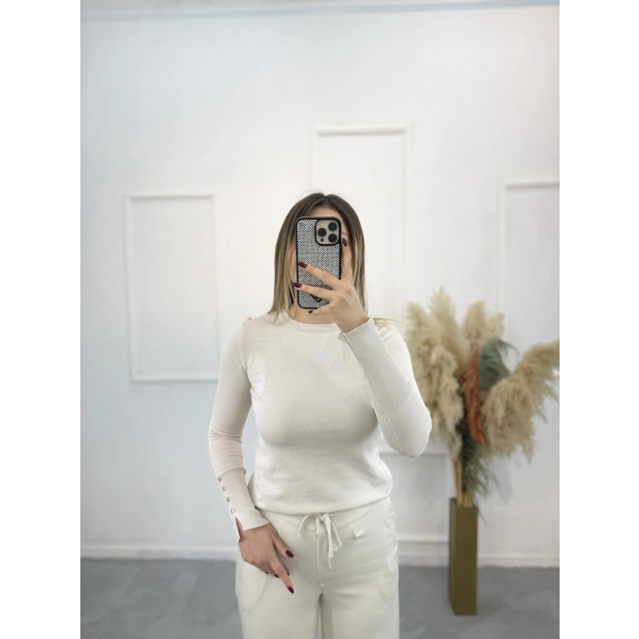 Merserize Gold Düğmeli Bluz