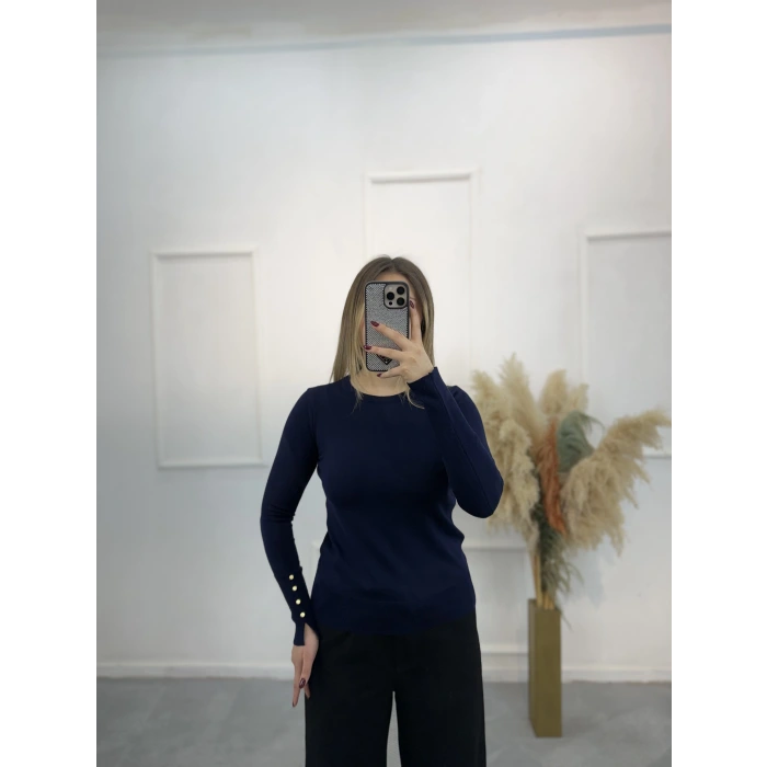 Merserize Gold Düğmeli Bluz