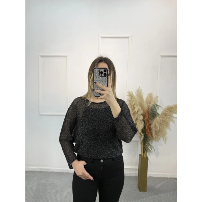 Mizk File Detaylı Simli Bluz