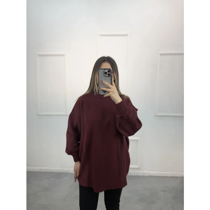 Nice Balon Kol Peluş Uzun Kazak