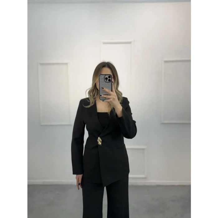 Nus Gold Düğme Detaylı Blazer İkili Takım