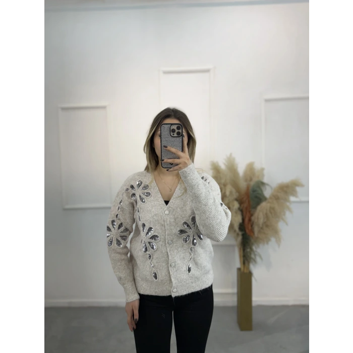 Oslo Pul Nakışlı Hırka