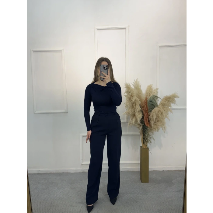 Perry Cep Detaylı Palazzo Kumaş Pantolon