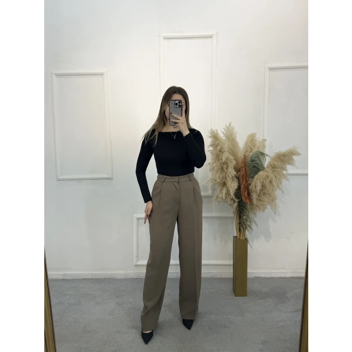 Perry Cep Detaylı Palazzo Kumaş Pantolon