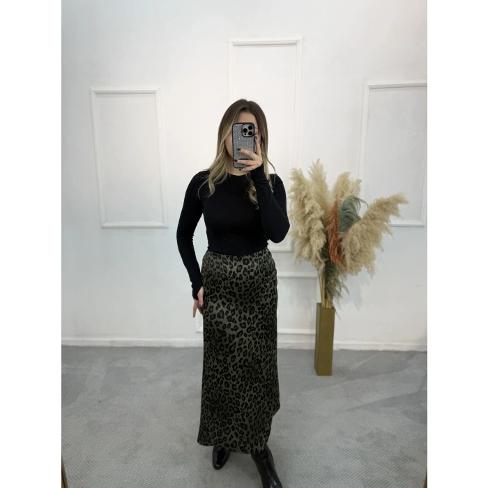 Pian Leopar Desen Saten Etek