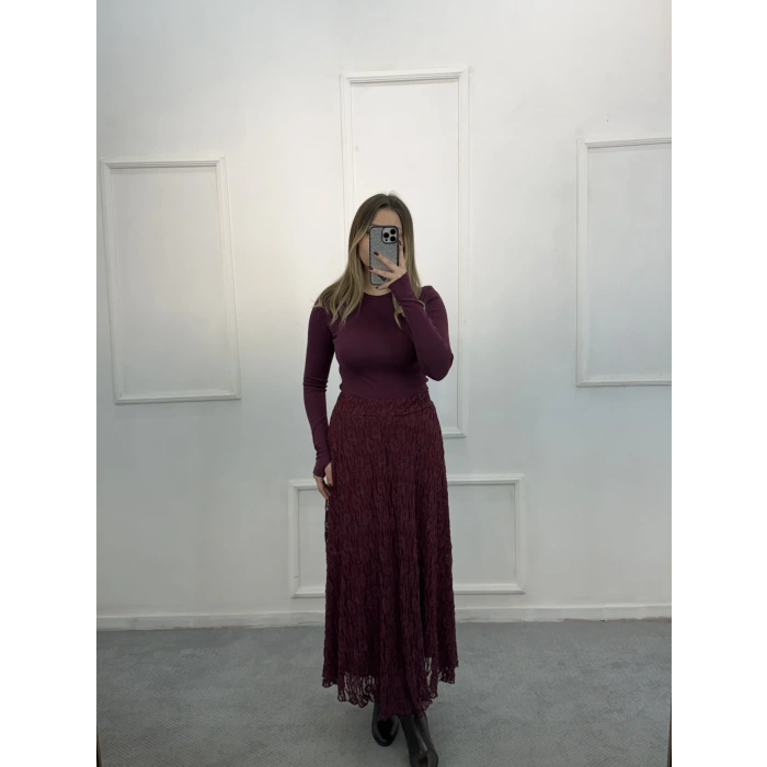 Sedd Astarlı Dantelli Etek