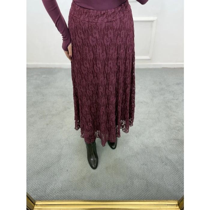 Sedd Astarlı Dantelli Etek