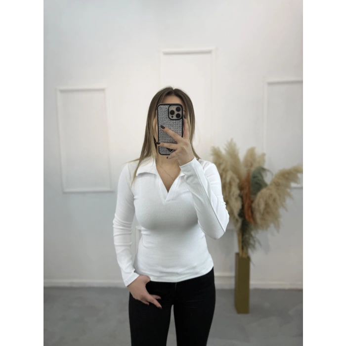 Sirok Polo Yaka Uzun Kol Tişort