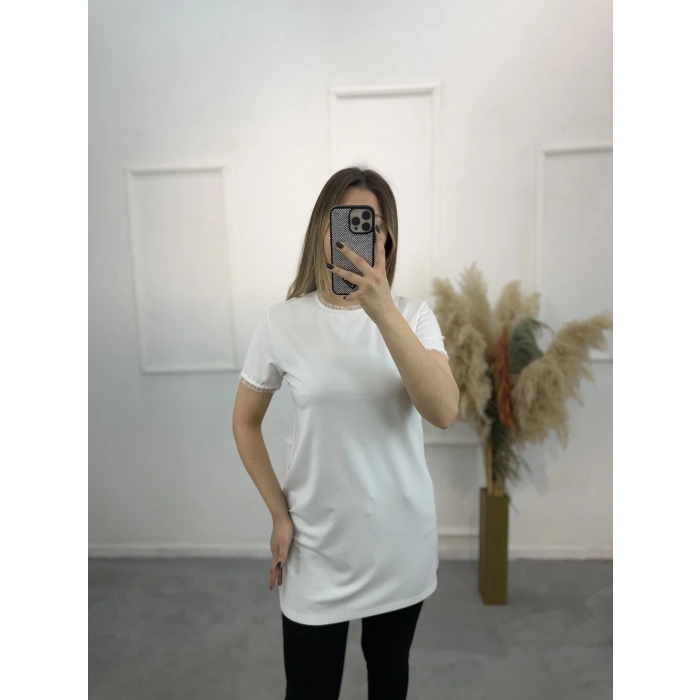 Solid Yaka Ve Kol Organize Detaylı Uzum İçlik