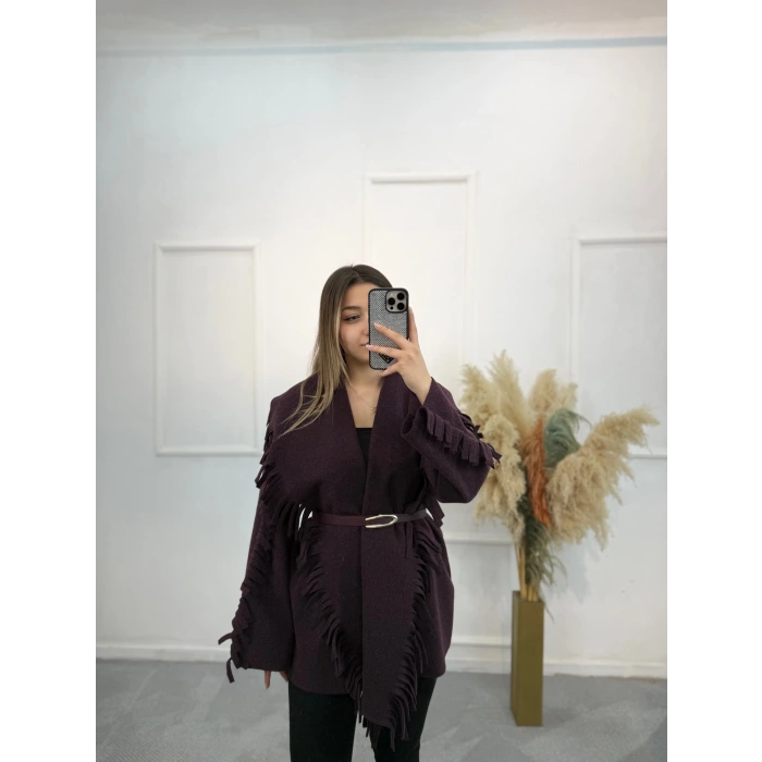 Tima Püskül Detaylı Kaşe Kaban