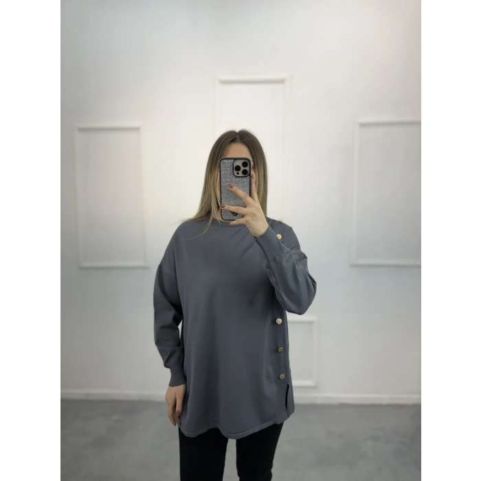 Ugly Yandan Düğmeli Merserize Tunik