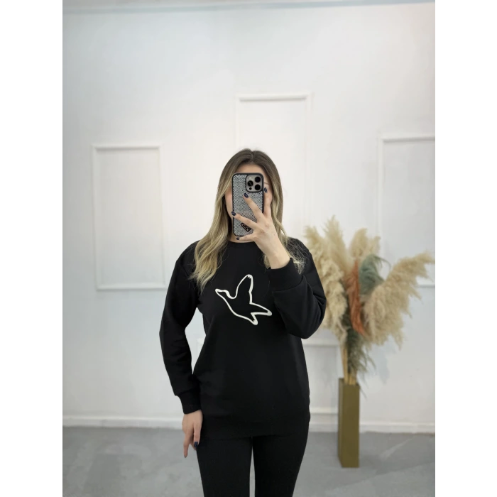 Willow Bymn Siyah Şeritli Sweatshirt