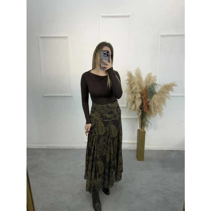 Zra Model Desenli Şifon Etek