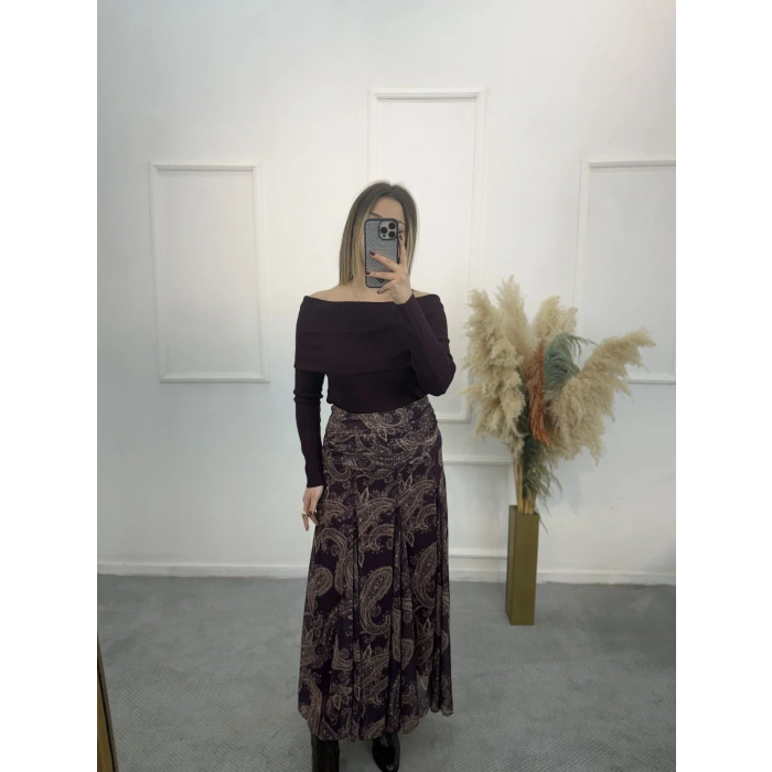 Zra Model Desenli Şifon Etek