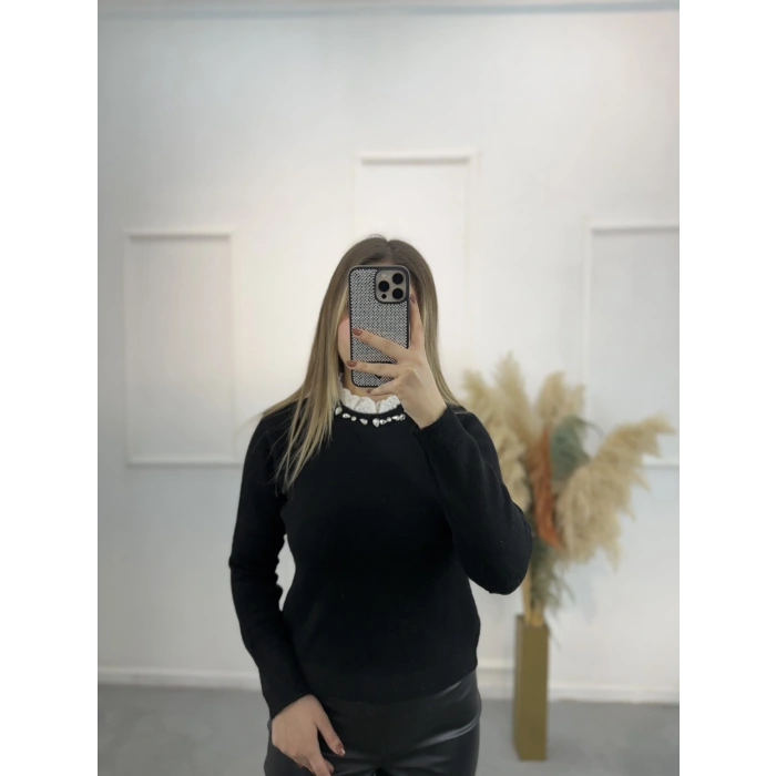 Zugz Yaka Taş Ve Güpürlü Kazak