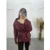 Gold Düğme Ve Kemer Detaylı Gömlek