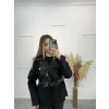 Deri Garnili Blazer Ceket