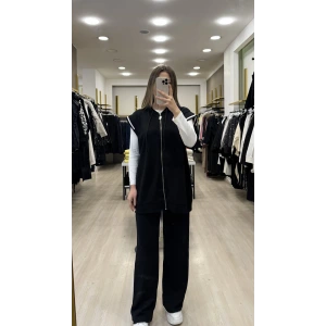 Triko Garnili Yelekli İkili Takım