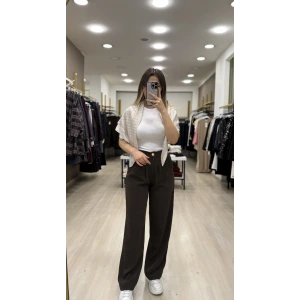 Teks Düğmeli Palazzo Pantolon