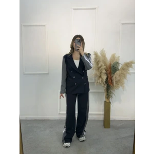 Alba Şerit Detaylı Tasarım Blazer İkili Takım