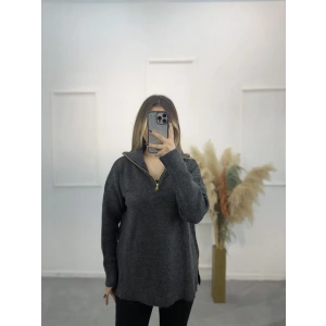 Boğaz Fermuarlı Kazak