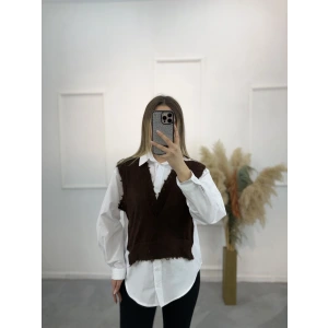 Cel Süveter Triko Detaylı Gömlek