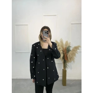 Cizor Zımbalı V Yaka Tasarım Ceket