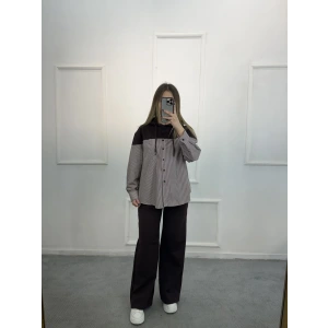 Larva Gömlek Garnili Kapişonlu İkili Takım