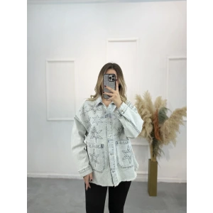 Makka Yıldız Taşlı Denim Ceket