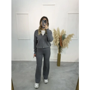 Oxter Fermuarl Kapişonlu Triko İkili Takım