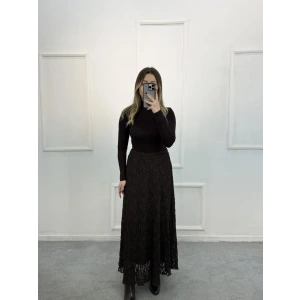 Sedd Astarlı Dantelli Etek