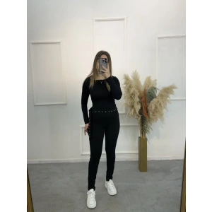 Sente Zımba Detaylı Çelik Tayt