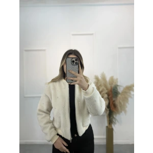 Taş Çakımlı Bomber Peluş Ceket