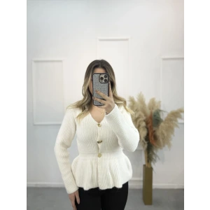 Wamble Gold Düğmeli Pileli Hırka