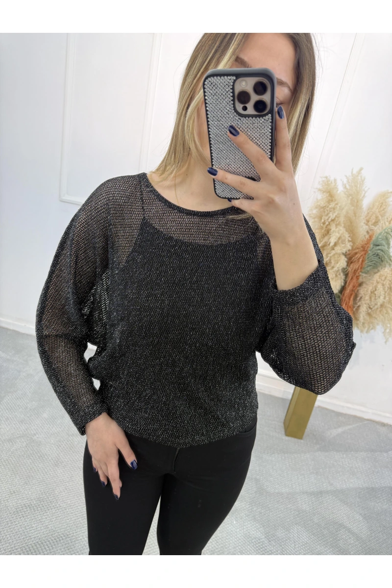 Mizk File Detaylı Simli Bluz