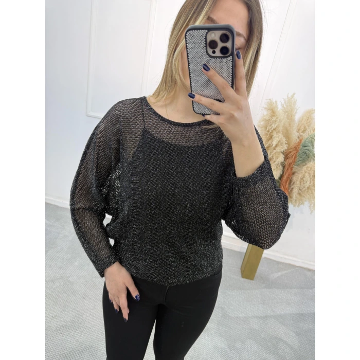 Mizk File Detaylı Simli Bluz