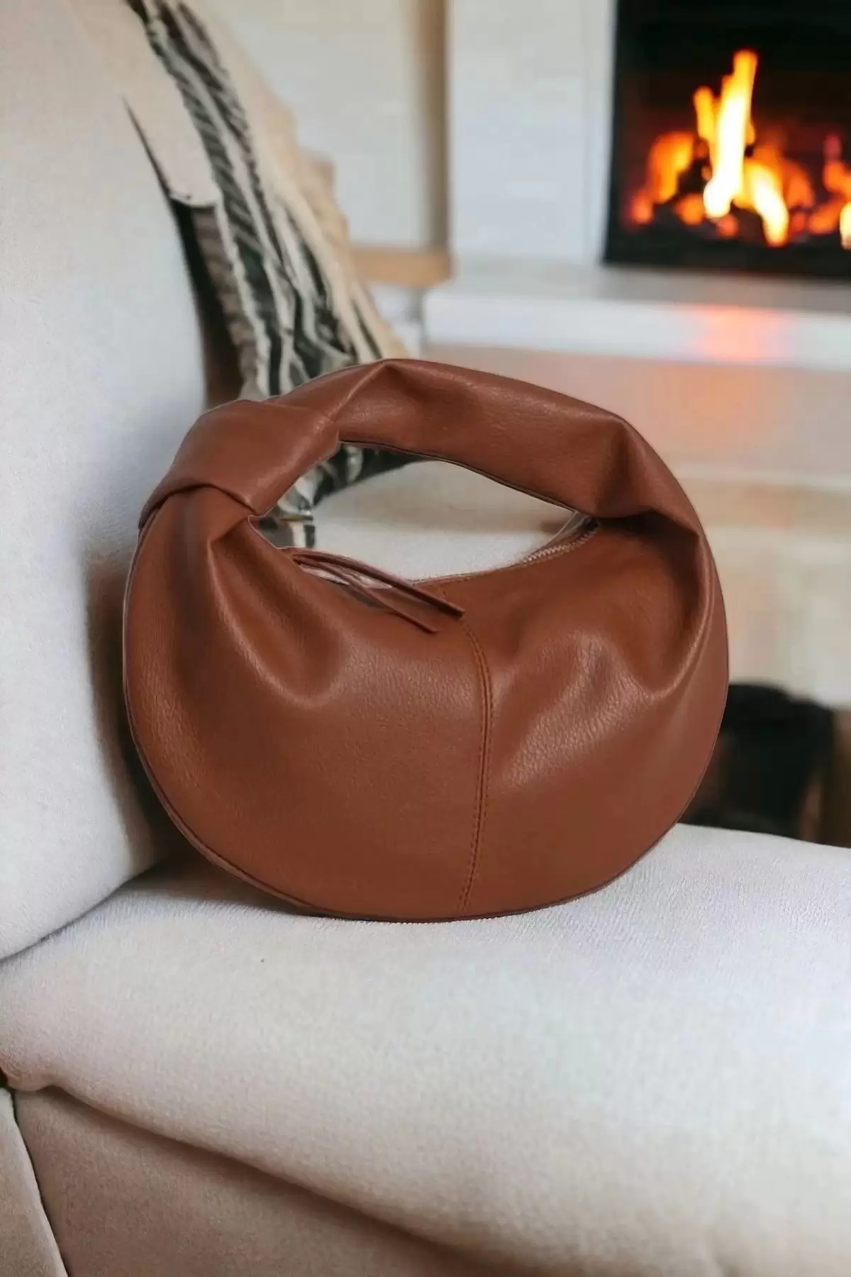 Helen Knotted Tan Skin Trend Mini Womens Handbag