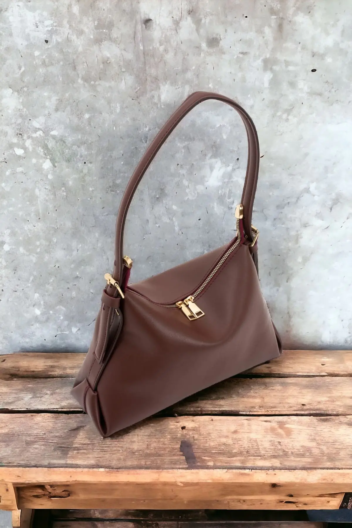 Laila Bordo Fermuarlı Trend Kadın Kol Ve Omuz Çantası