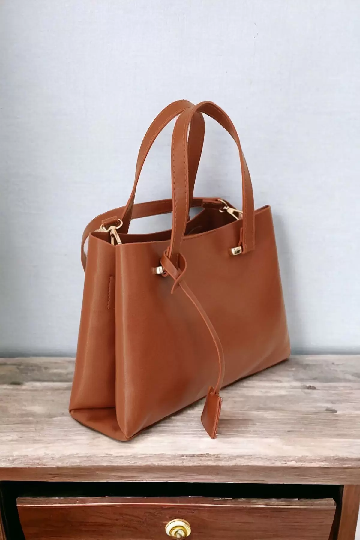 Umai Double Eyed Snap Closure Tan Skin Mini Trendy Womens Hand and Shoulder Bag