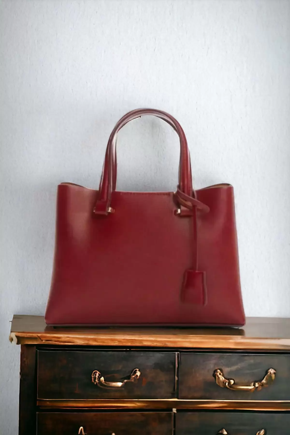 Umai Double Eyed Snap Closure Burgundy Skin Mini Trendy Womens Hand and Shoulder Bag