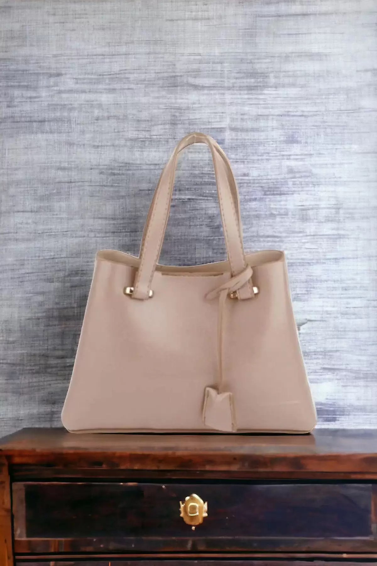 Umai Double Eyed Snap Closure Dark Mink Skin Mini Trendy Womens Hand and Shoulder Bag