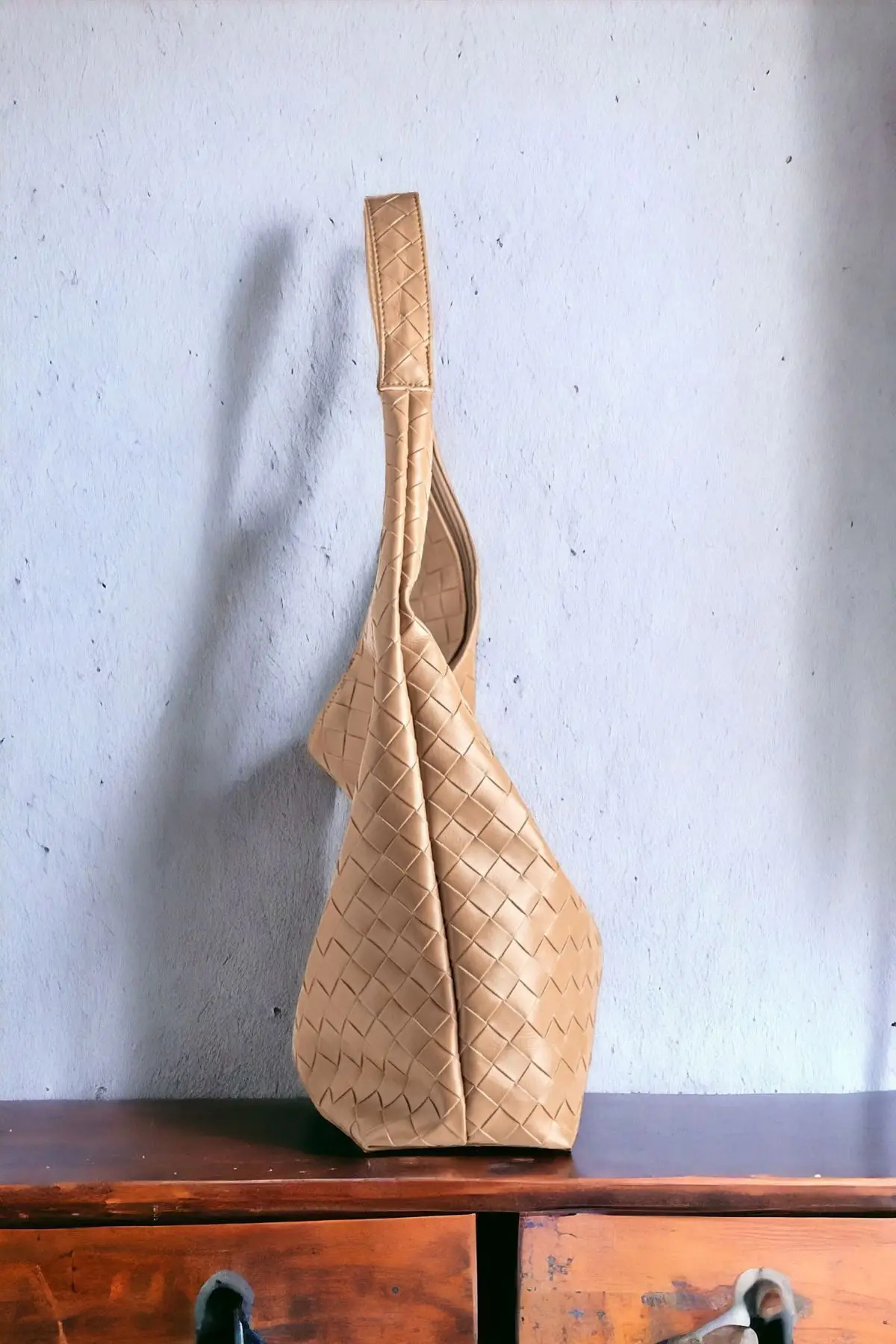 Liya Vizon Örgü Desen Shopper Kadın Omuz Çantası