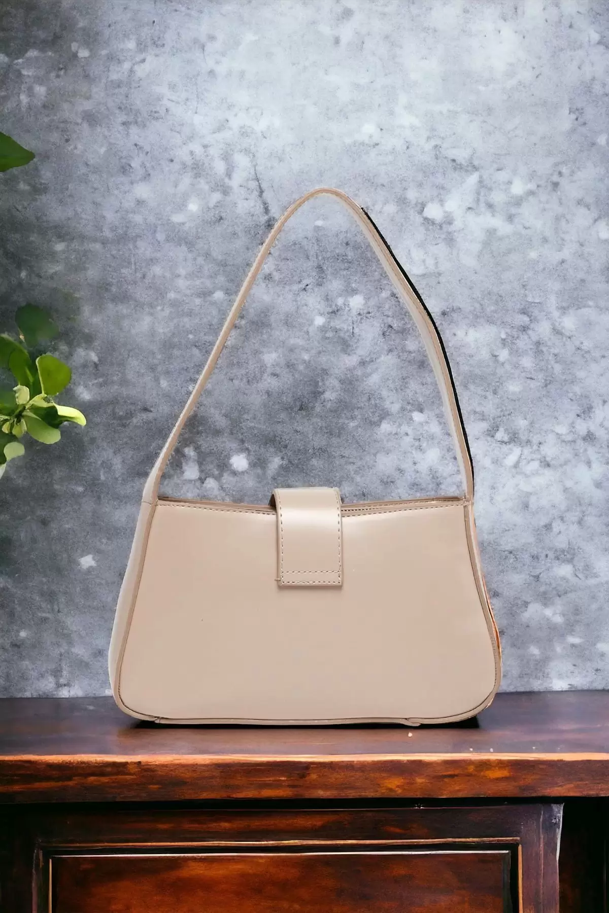 Lena Mink Baguette Womens Hand and Shoulder Bag with Metal Buckle
